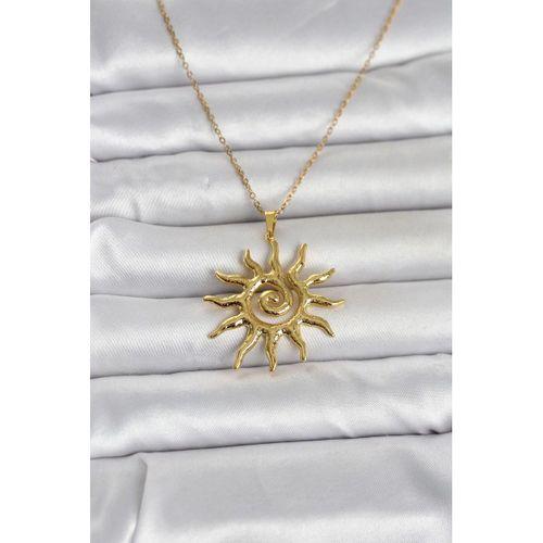 316L Çelik Gold Renk Bohem Güneş Model Kadın Kolye