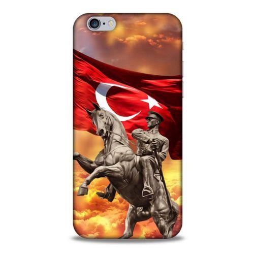 Apple Iphone 6S Kılıf Atatürk (47) Crystal Flex Kılıf Kızıl Bulut
