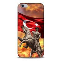 Apple Iphone 6S Kılıf Atatürk (47) Crystal Flex Kılıf Kızıl Bulut