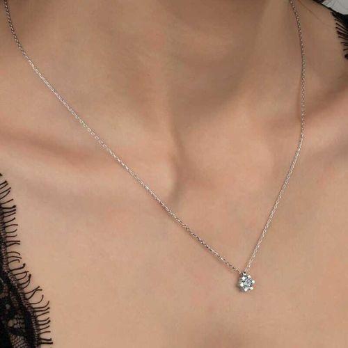 Swarovski Taşlı Lucky Life 925 Ayar Gumuss Tektaş Bayan Kolye