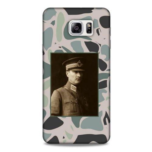 Samsung Galaxy Note 5 Kılıf Atatürk (16) Kalın Kılıf Kamuflaj Açık Yeşil