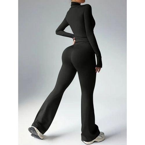 Kadın Uzun Kollu önden Fermuarlı Kısa Dalgıç Bluz Ve Pantolon Ikili Takım