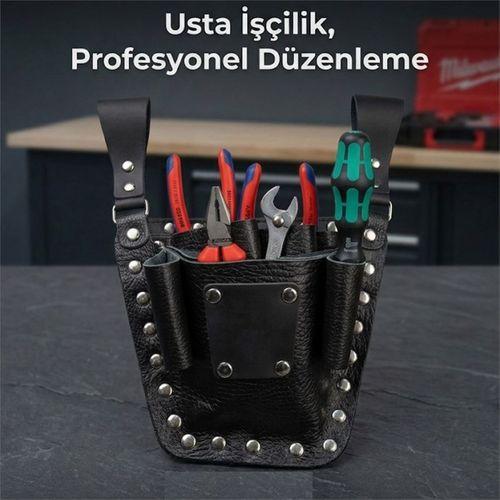 Hakiki Deri Teknisyen Bel Çantası - Elektrikçi Organizer ve Alet Kemeri Çantası
