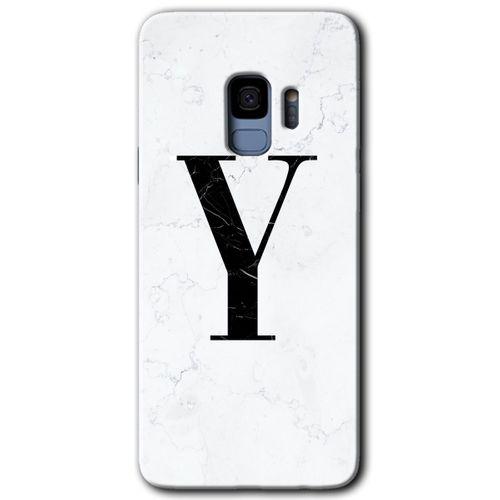 Potkal Hediye Fabrikası Samsung Galaxy S9 HD Baskılı Kılıf + 9D Tam Ekran Koruyucu - Beyaz Mermer Desenli Y Harfi