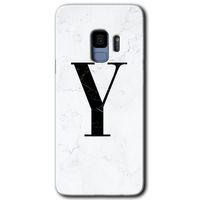 Potkal Hediye Fabrikası Samsung Galaxy S9 HD Baskılı Kılıf + 9D Tam Ekran Koruyucu - Beyaz Mermer Desenli Y Harfi