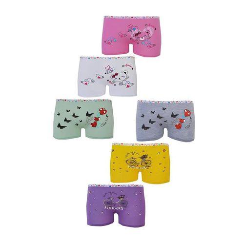 Dode Flora Tutku 0181 Kız Çocuk Karışık Desenli Likralı Pamuklu 6 Lı Paçalı Boxer