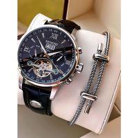 Raymond Nişan Ve Damatlara Özel Deri Kordon 2 Yıl Garantili Otomatik Erkek Kol Saati+Bileklik RMD.M1