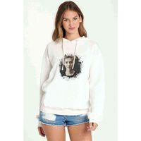 K Pop Han Wolf EXO XOXO Baskılı Beyaz Kadın Kapşonlu Sweatshirt