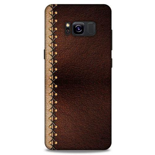 Samsung Galaxy S8 Kılıf Patchwork (21) Koruyucu Kapak Kahve Gold