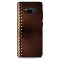 Samsung Galaxy S8 Kılıf Patchwork (21) Koruyucu Kapak Kahve Gold