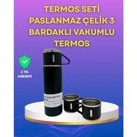 Çelik Termos Bardak Seti | 500 Ml Kapasite, Kaymaz Taban, Hediye Kutulu