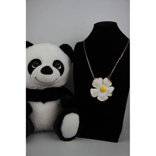 Peluş Panda 30 Cm Papatya Kolye Altın Kaplama Boydan Set Hediye