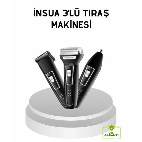 İnsua 3 Başlıklı Profesyonel Tıraş Makinesi – Sıfır Kesim, Hassas Başlık, Güçlü Motor