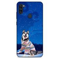 Samsung Galaxy M11 Kılıf Köpek Kıyafetleri (45) Liquid Air Kılıf Husky Renkli Süveter