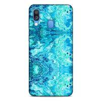 Mermer Desenli (36) Tema Glitter Kılıf Deniz Mavisi Samsung Galaxy A40 Kılıf