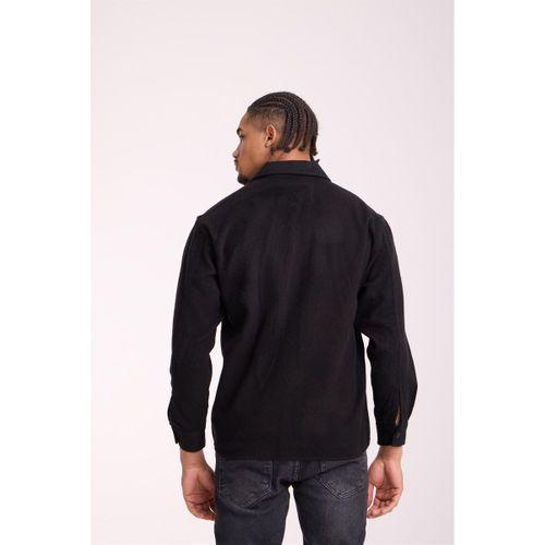 Frankel Kaşe Kumaş Tek Cepli Relaxed Fit Erkek Gömlek - Siyah