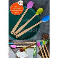 Silikon Uçlu Isıya Dayanıklı Bambu Spatula 3'lü Set