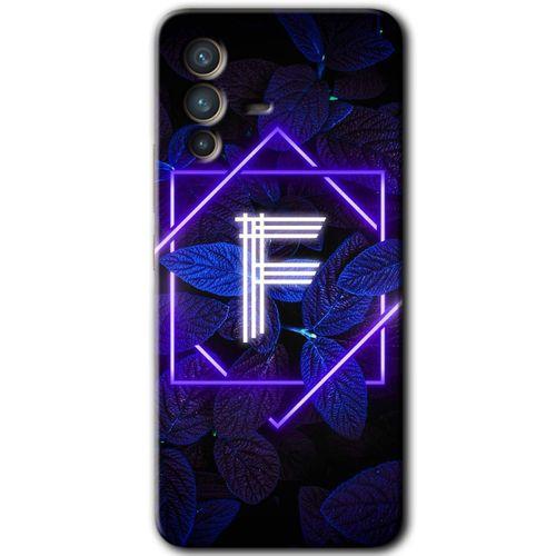 Potkal Hediye Fabrikası Vivo V23 5G Kılıf HD Desen Baskılı Arka Kapak - Dark Neon Yaprak F Harfi