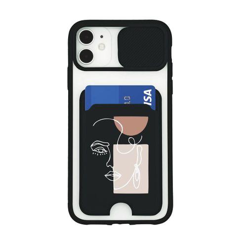 iPhone 11 Uyumlu Women Art Desenli Kamera Korumalı ve Kartlıklı Telefon Kılıfı