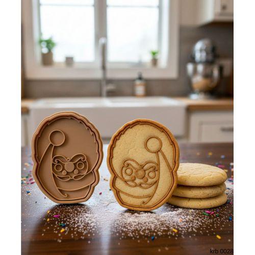 Yuvarlak Cerceveli Noel Baba Hamur Sekillendirici Kalip Kurabiye ve Hamur Kesici Seti