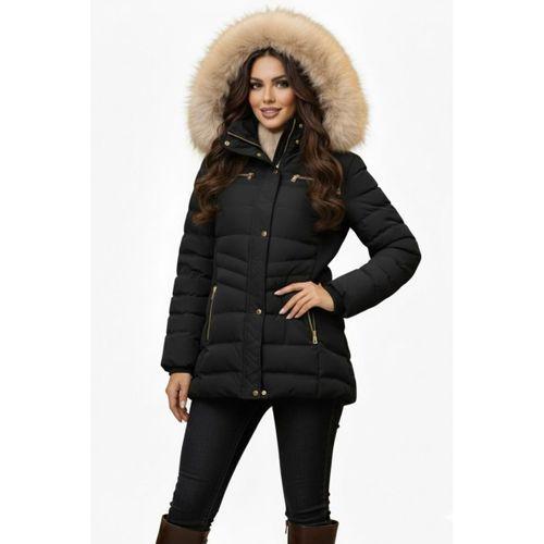 Kadın Büyük Beden Spor Kapüşonlu İçi Peluş Mont M5306 BGL-ST04892