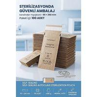 Kuru Hava Sterilizasyon Poşeti Kraft Kağıt 90x260 mm 100 Adet EN 868 ISO 13485 CE Belgeli Otoklav Kesesi 723722