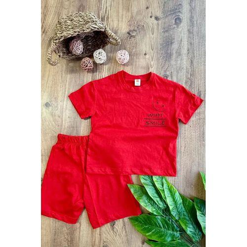 Erkek Çocuk Yazlık Şort Takım Kırmızı