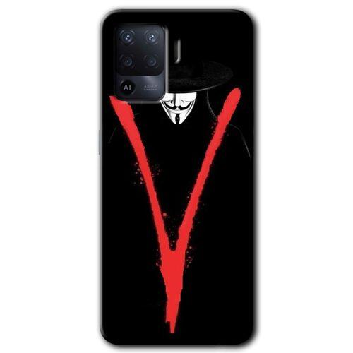 Oppo Reno 5 Lite Kılıf HD Desen Baskılı Arka Kapak - V for + Kırılmaz Cam