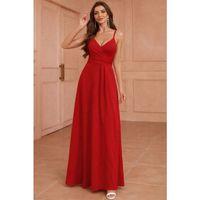 Kadın Ip Askılı Kruvaze Yakalı Yırtmaçlı Uzun Ithal Krep Elbise