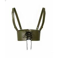 Haki Kadın Kemer Bağcıklı Korse Tipi Geniş Bel Aksesuarı - Brf1429