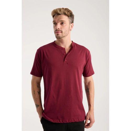 Erkek Bordo Düğmeli Yaka Kısa Kol Pijama Takımı