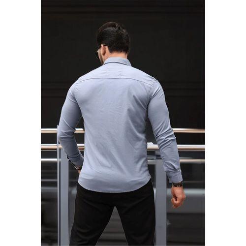 Likralı Regular Fit Nefes Alabilir Klasik Erkek Oxford Gömlek - Füme