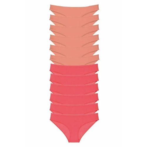 12 adet Eko Set Likralı Kadın Slip Külot Pudra Fuşya