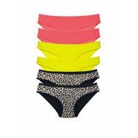 6 Adet Likralı Kadın Slip Külot Leopar Fuşya Sarı