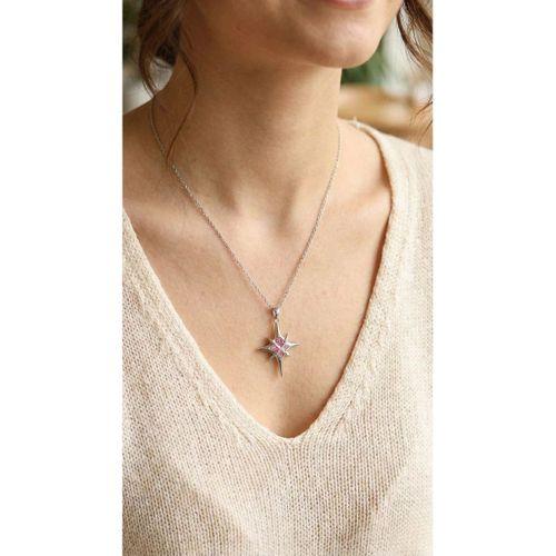 316L Çelik Gümüş Renk Zirkon Taşlı Kutup Yıldızı Model Kadın Kolye