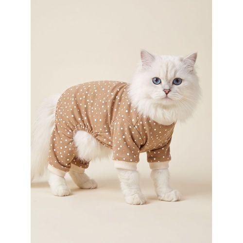 Latte Sprinkles Kedi Tulumu | Pamuklu Penye Kedi Kıyafeti | Küçük Irklar İçin | Tüy Dökülmesini Azaltır