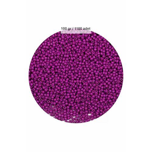 Fuşya Renk 4 mm Yaklaşık 1100 adet / 100 gram Cam Boncuk Oya Yazma Bileklik ve Kolye