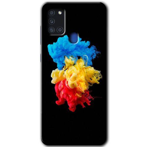 Samsung Galaxy A21s Kılıf HD Desen Baskılı Arka Kapak + Temperli Cam - Black 1