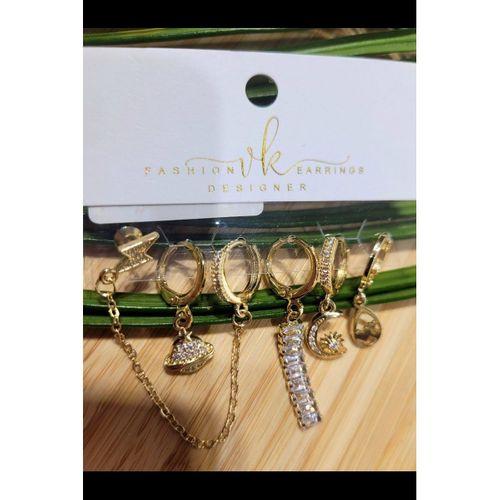 Monalisa Home  Çoklu Lüks Figürlü Gösterişli 6 Lı  Kararmaz Küpe