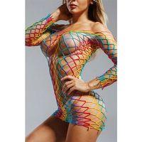 Gökkuşağı Desenli File Vücut Çorabı Cansoy - 4540