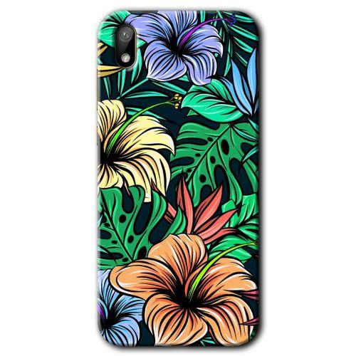 MRCİLETİSİM Huawei Y5 2019 Kılıf HD Desen Baskılı Arka Kapak + Temperli Cam - Hibiscus Flowers