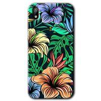 MRCİLETİSİM Huawei Y5 2019 Kılıf HD Desen Baskılı Arka Kapak + Temperli Cam - Hibiscus Flowers