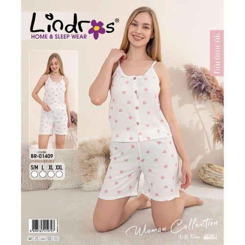 Lindros Br-01409 Kadın İp Askılı Bürümcük Düğmeli Şort Takım