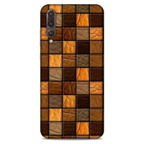 Huawei P20 Pro Kılıf Patchwork (32) Soft Silikon Kılıf Turuncu Kahve