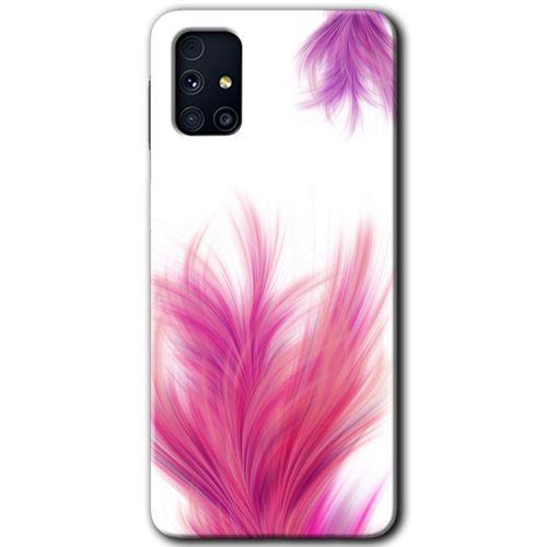 MRCİLETİSİM MRCİLETİSİM Samsung Galaxy M31s Kılıf HD Desen Baskılı Arka Kapak + Temperli Cam - Pembe Tüy