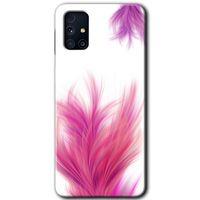 MRCİLETİSİM MRCİLETİSİM Samsung Galaxy M31s Kılıf HD Desen Baskılı Arka Kapak + Temperli Cam - Pembe Tüy