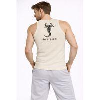 Erkek Fitilli Atlet Sıfır Yaka Slim Fit Arka Baskılı Spor Atlet - Krem