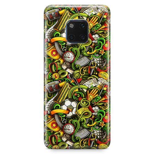 Huawei Mate 20 Pro Kılıf Futbolcu Doodle Arka Kapak Koruma Desenli Full Koruyucu
