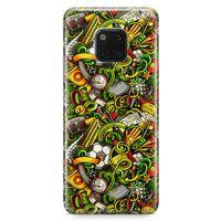 Huawei Mate 20 Pro Kılıf Futbolcu Doodle Arka Kapak Koruma Desenli Full Koruyucu