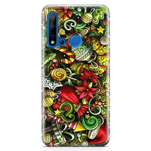 Huawei P20 Lite 2019 Kılıf Ev Süsleri Doodle Arka Kapak Koruma Desenli Full Koruyucu